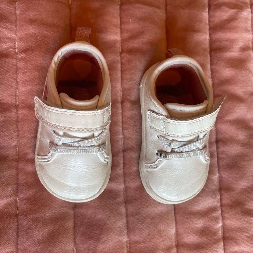 Carters White Sneakers with Glitter Hearts